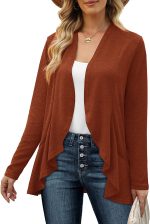 Geifa Cardigan for Women Lightweight Ruffle Drape Open Front Cardigans Sweaters Long Sleeve - Image 6